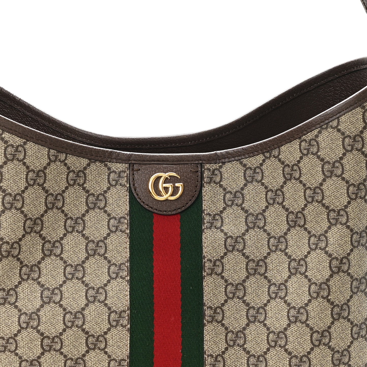 GG Supreme Monogram Textured Dollar Calfskin Web Large Ophidia Bucket Shoulder Bag Beige Ebony New Acero