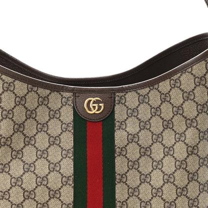 Gucci GG Supreme Monogram Textured Dollar Calfskin Web Large Ophidia Bucket Shoulder Bag Beige Ebony New Acero 7 of 10