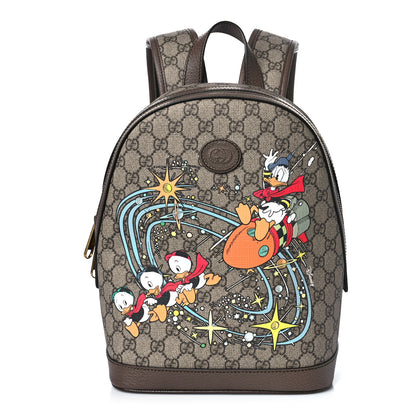 Gucci X DISNEY GG Supreme Monogram Donald Duck Small Interlocking G Dome Backpack Beige Multicolor New Acero 1 of 9