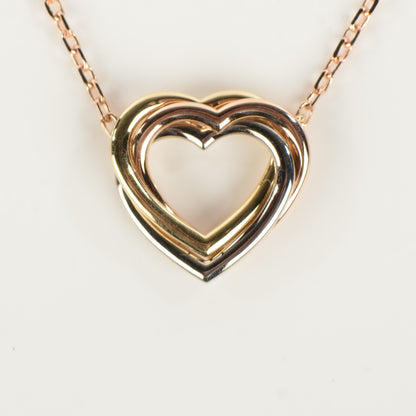 Cartier 18K Pink Yellow White Gold Trinity Heart Necklace 3 of 7
