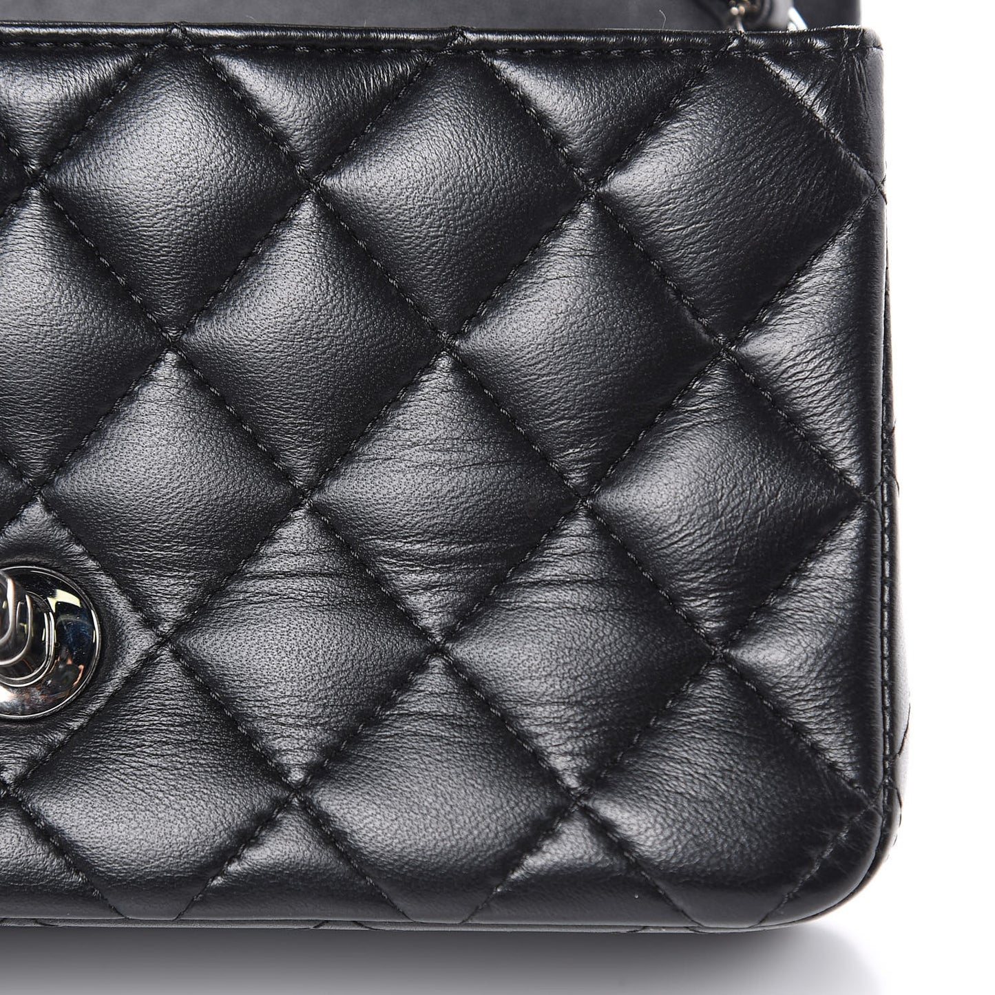 Lambskin Quilted Mini Rectangular Flap Black