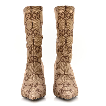 Balenciaga X GUCCI Jersey Maxi GG Monogram Crepe Knife Booties 42 Camel Ebony 3 of 7