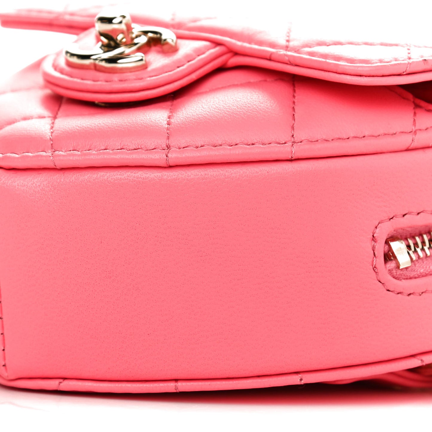 Lambskin Quilted CC In Love Heart Waist Belt Bag With Chain Pink