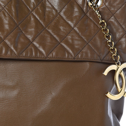 Chanel Lambskin Quilted Shopping Tote Brown 14 of 27