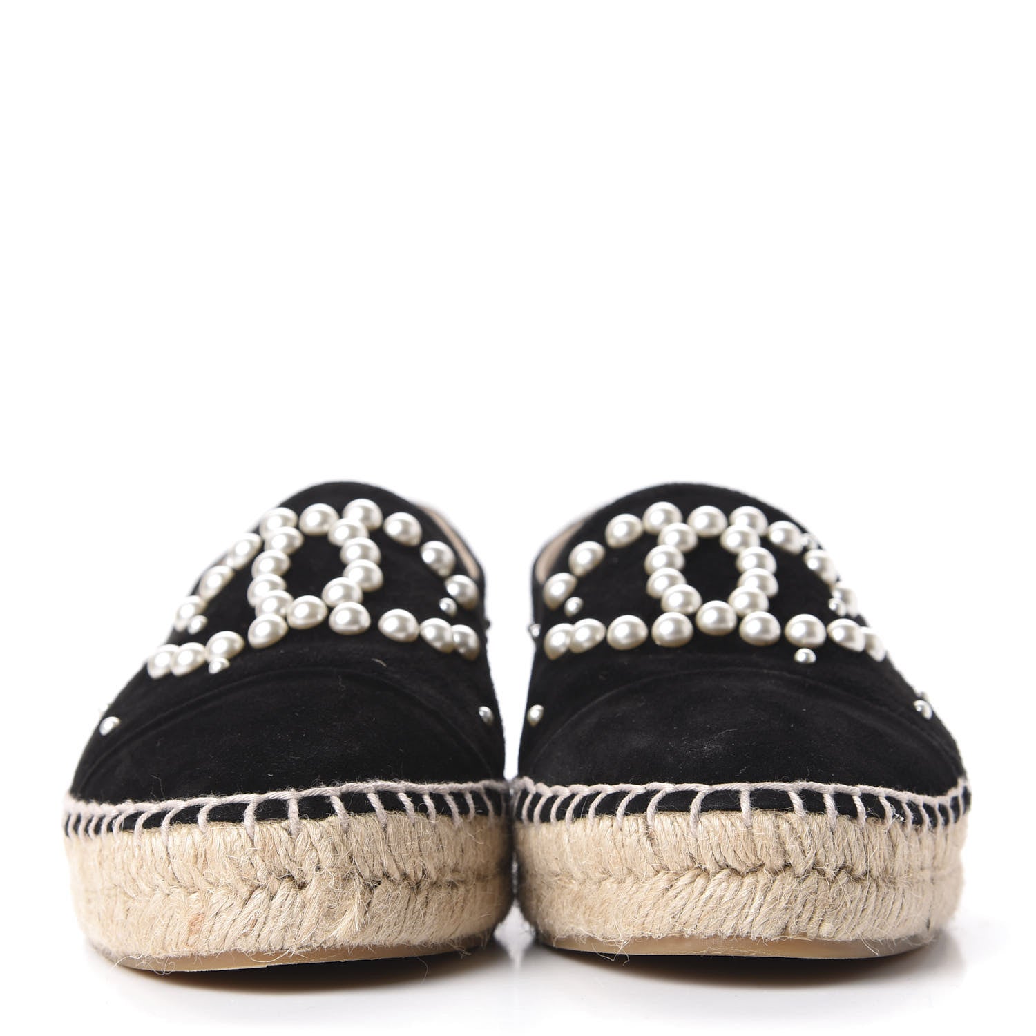 Chanel Suede Pearl CC Espadrilles 38 Black 2 of 12