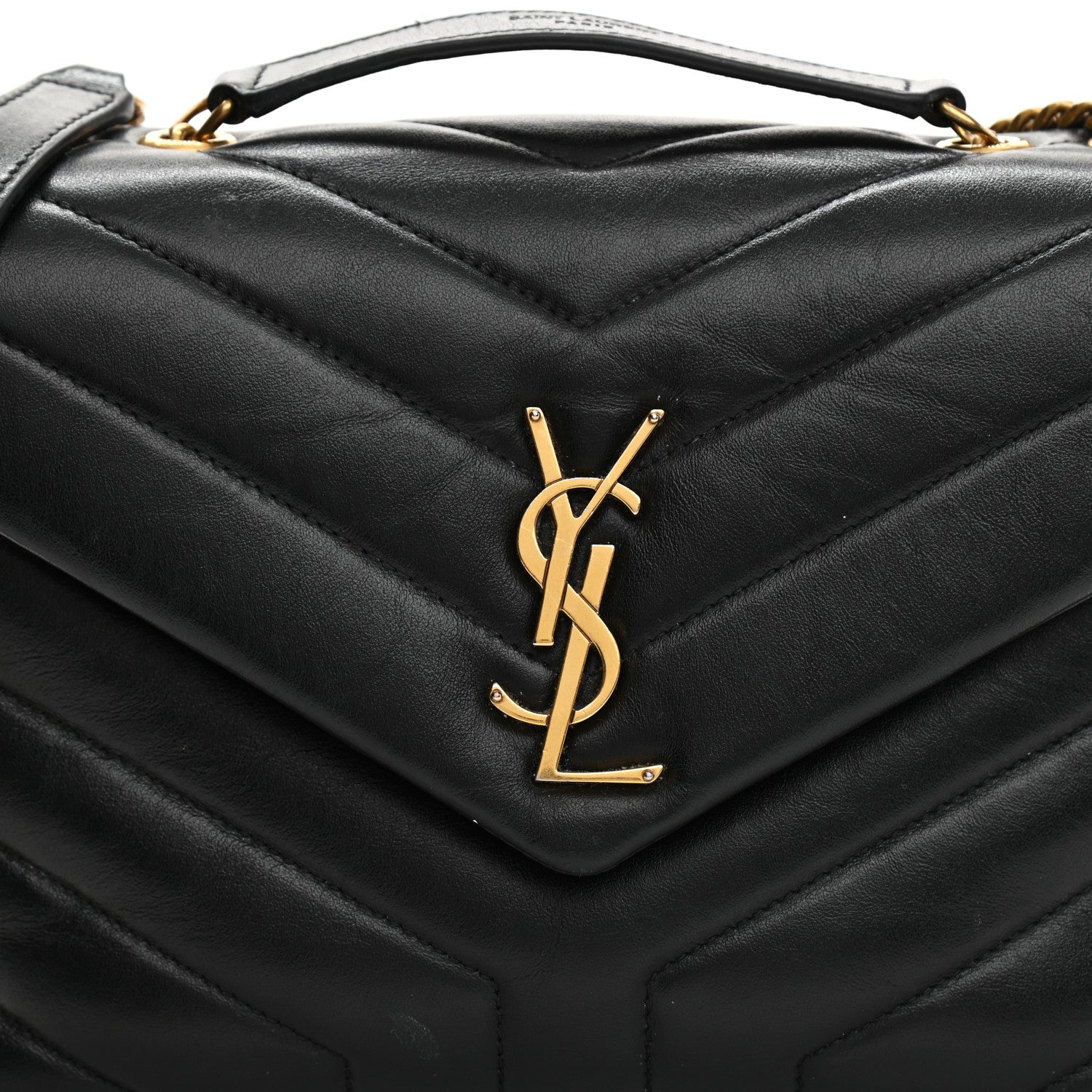 Saint Laurent Calfskin Y Quilted Monogram Small Loulou Chain Satchel Black 10 of 13