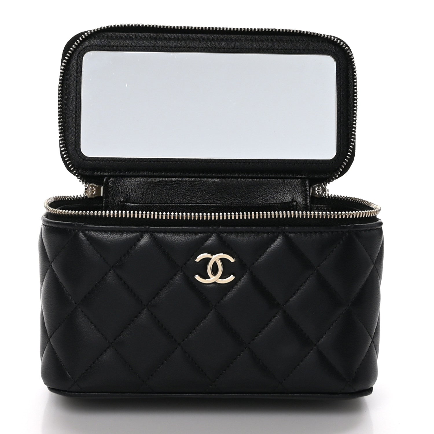 Chanel Lambskin Quilted Small Top Handle Vanity Case With Chain Black 5 of 13