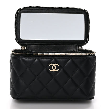 Chanel Lambskin Quilted Small Top Handle Vanity Case With Chain Black 5 of 13