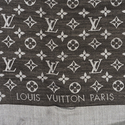 Louis Vuitton Silk Wool Monogram Denim Shawl Black 2 of 3