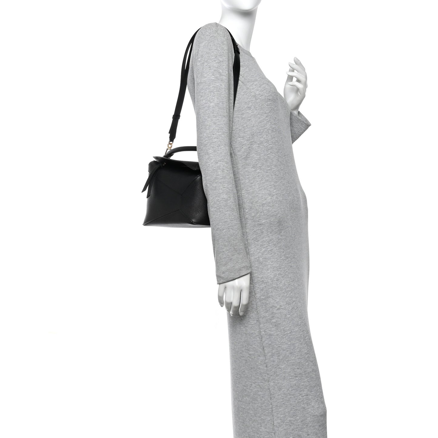 Grained Calfskin Small Puzzle Bag Black