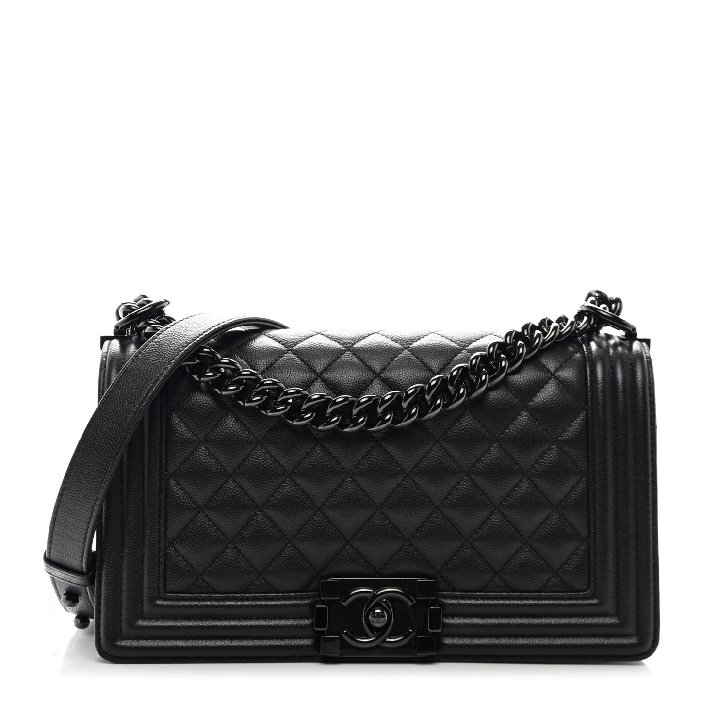 Caviar Quilted Medium Boy Flap So Black