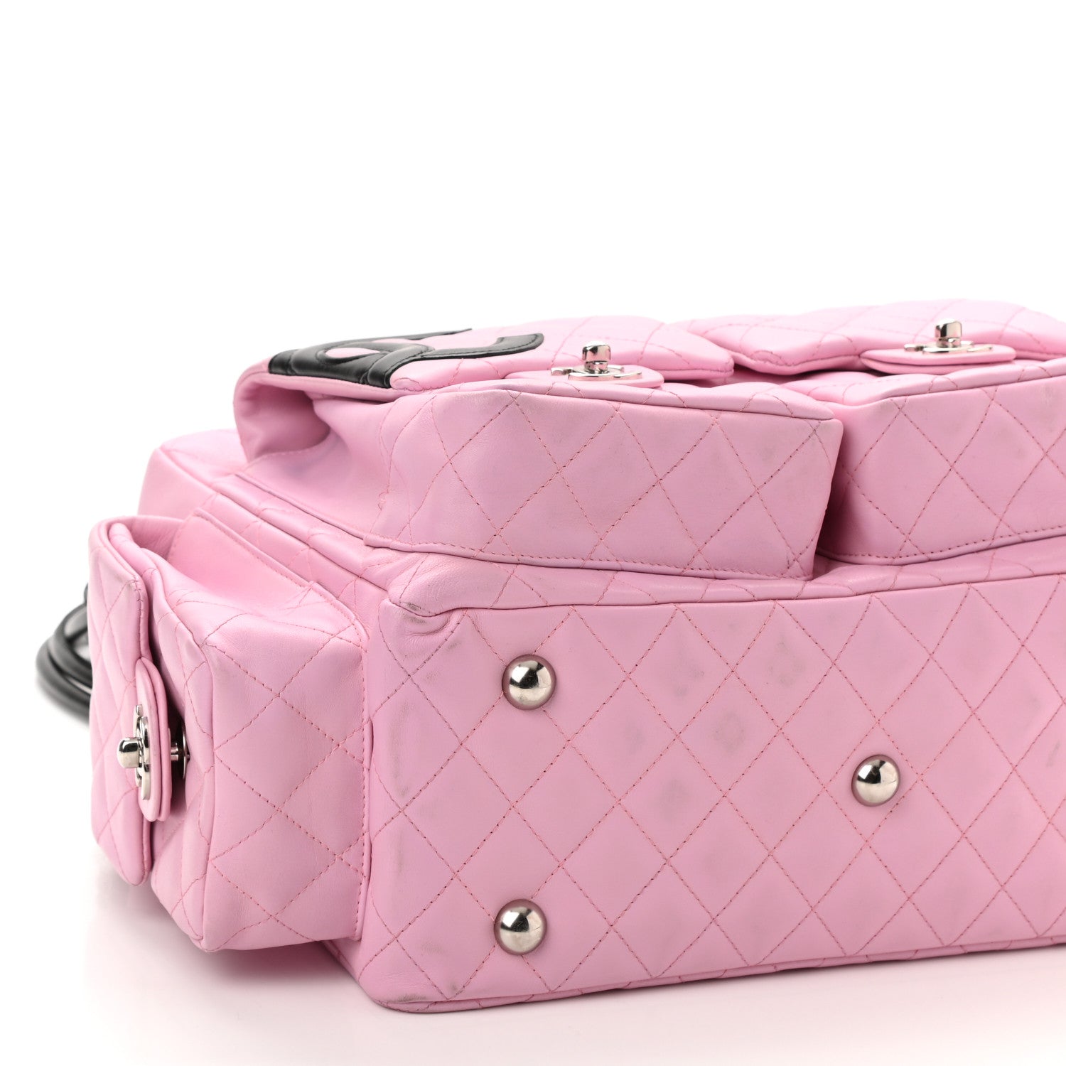 Chanel Calfskin Quilted Large Cambon Multipocket Reporter Pink Black 8 of 10