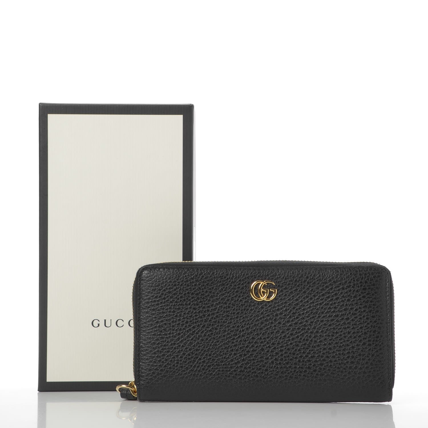 Gucci Dollar Calfskin GG Marmont Zip Around Wallet Black 8 of 8