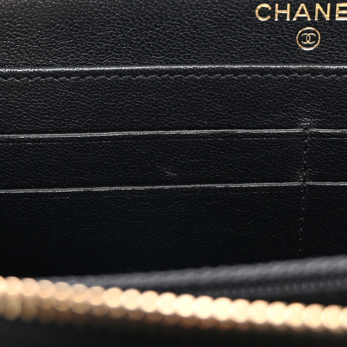 Sheepskin Chevron Quilted Mademoiselle Vintage Zip Around Wallet Black