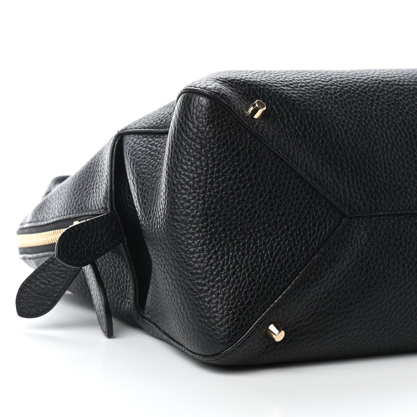 London Grainy Calfskin Medium Greenwood Bowling Bag Black