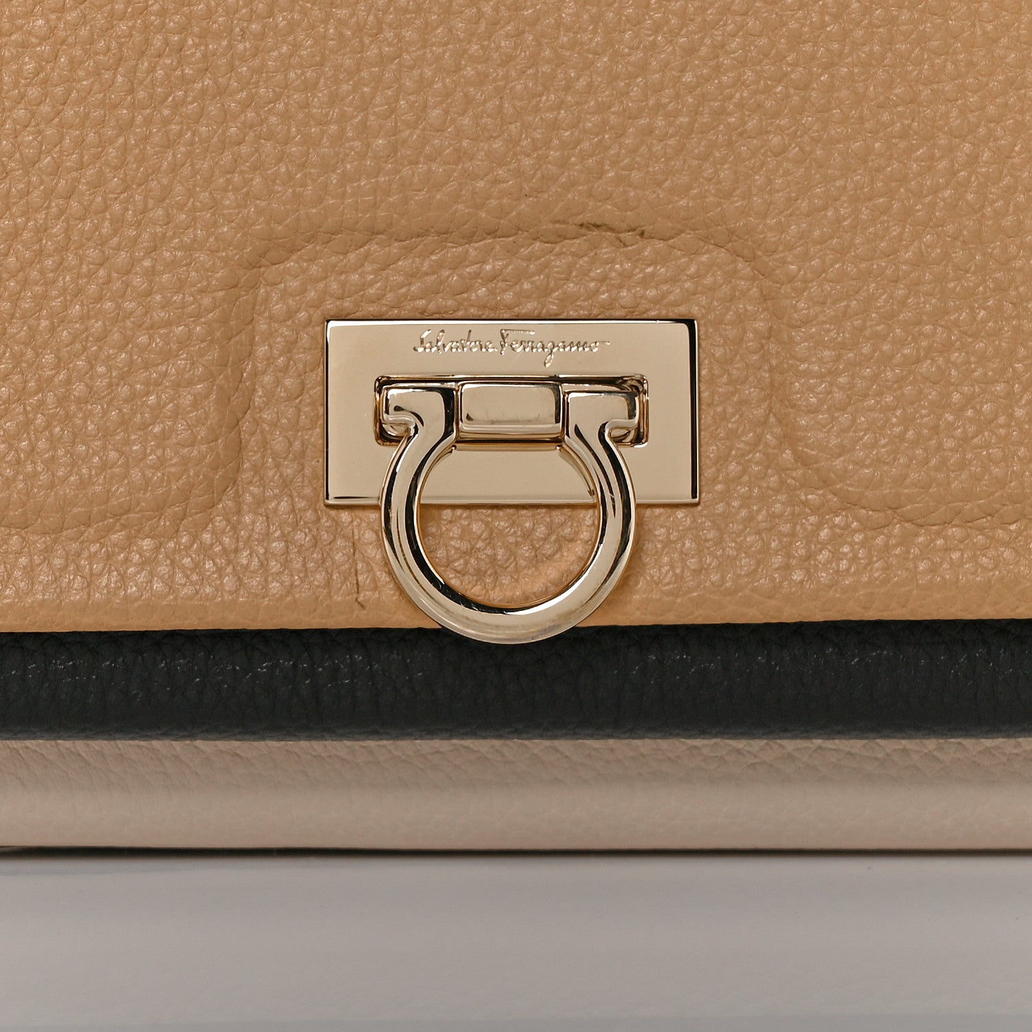 Salvatore Ferragamo Grained Calfskin Trifolio Flap Bag Dune Bone 8 of 10