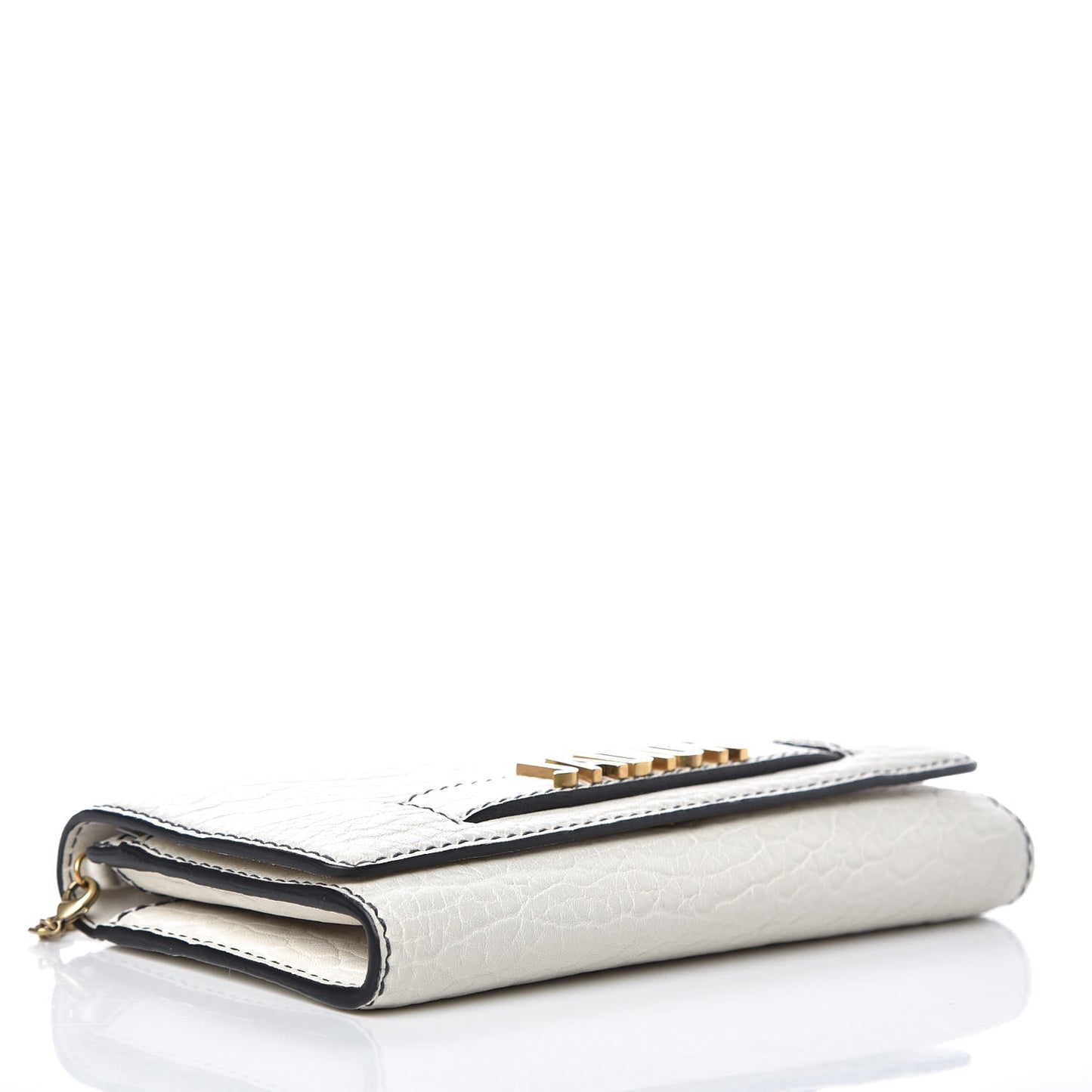 Grained Lambskin J'adior Croisiere Chain Wallet White