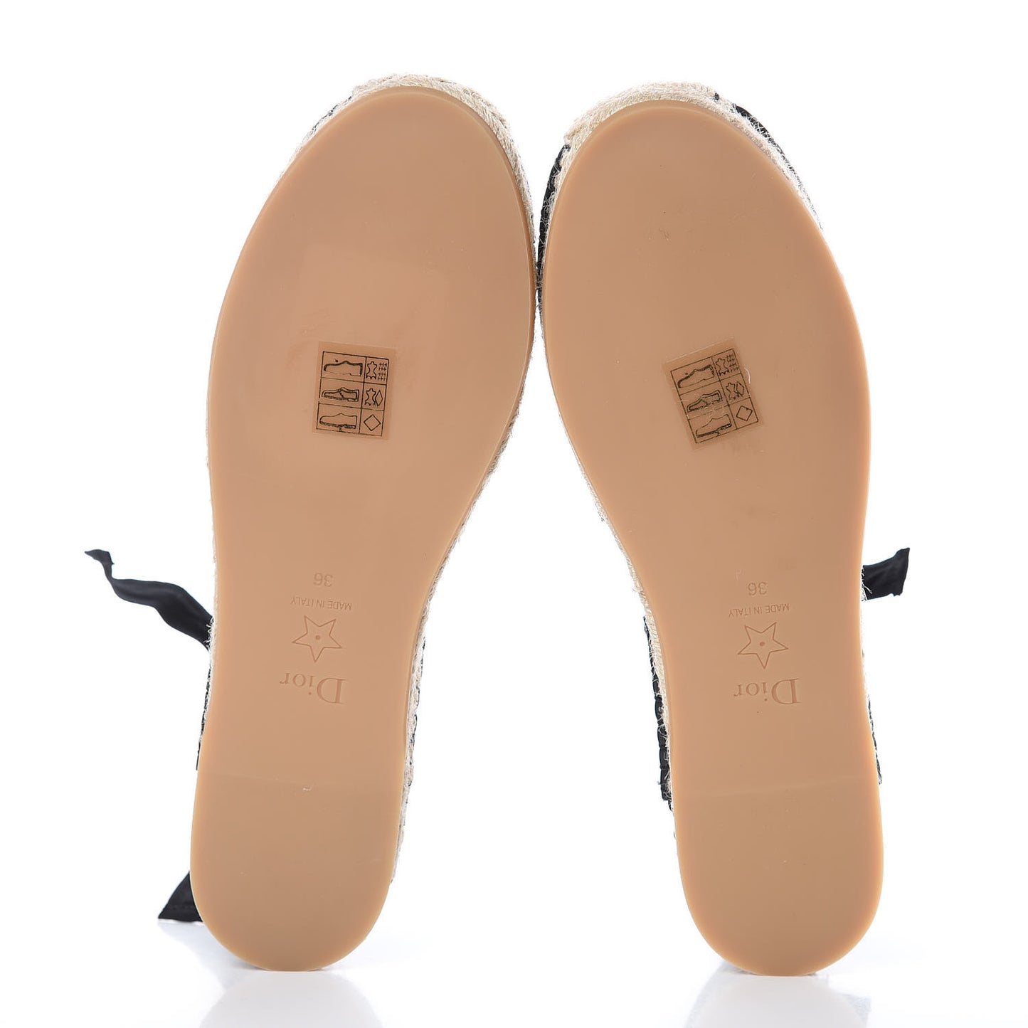 Calfskin Nicely-D Ankle Tie Espadrilles Flats 36 Black