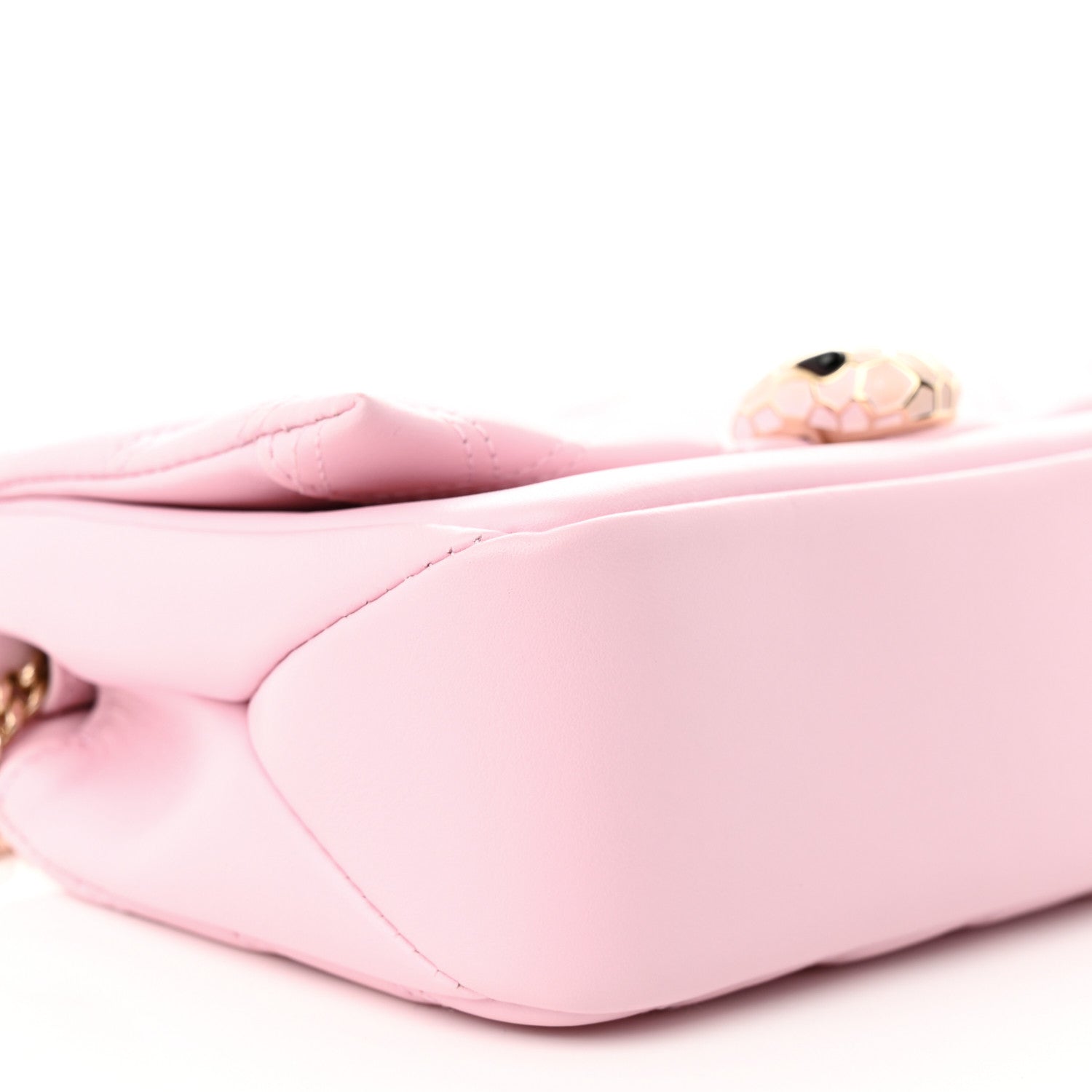 Bulgari Calfskin Matelasse Serpenti Cabochon Shoulder Bag Pink 8 of 11