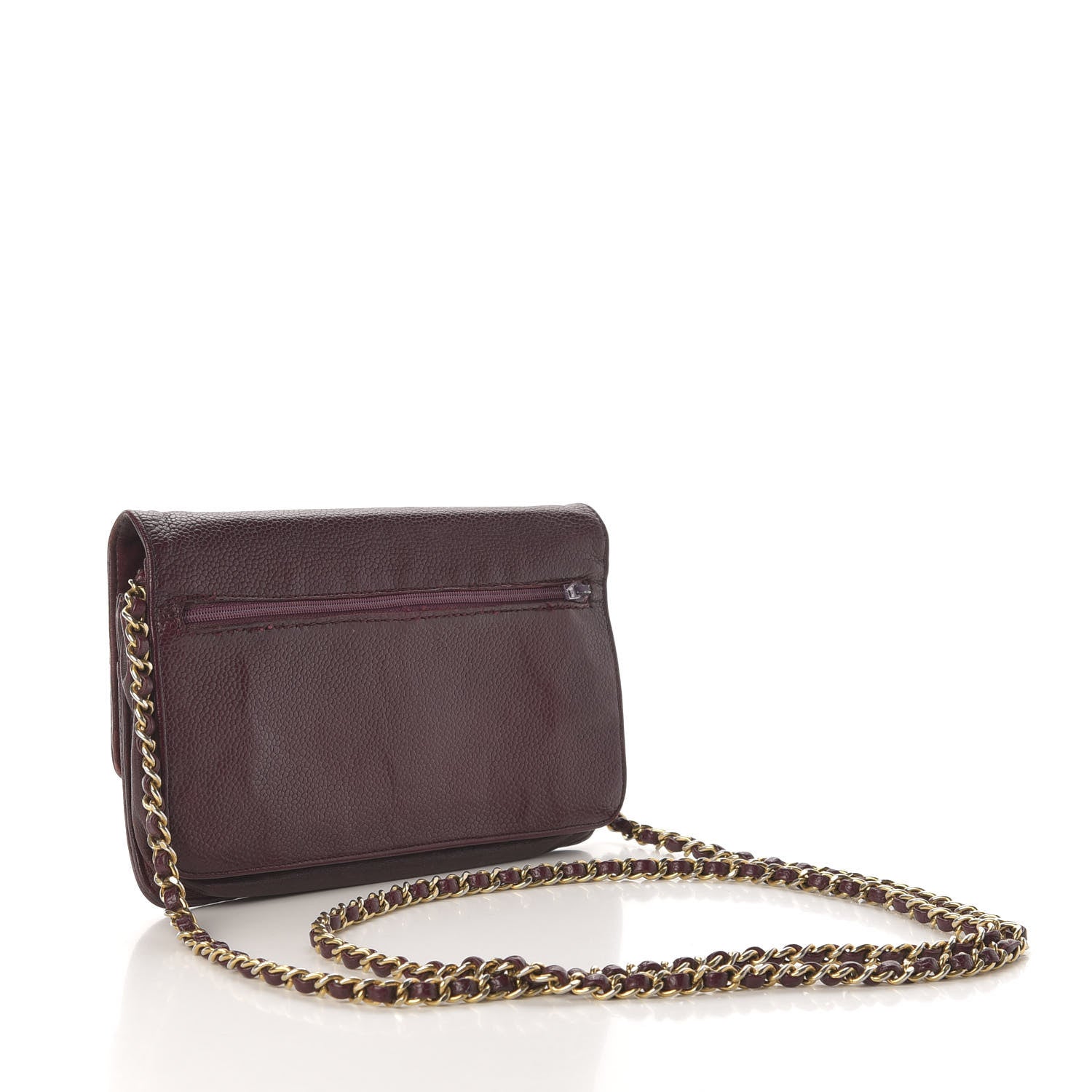 Chanel Caviar Timeless CC Wallet on Chain WOC Dark Red 2 of 18