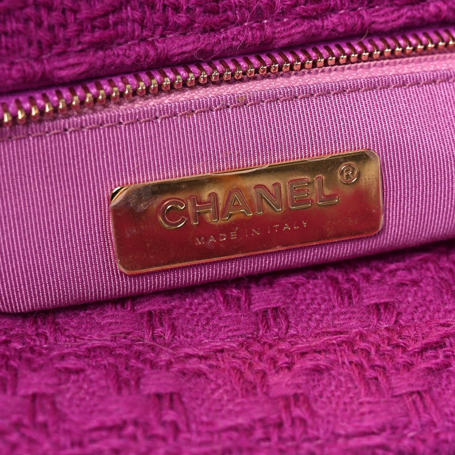 Chanel Wool Tweed Large Zipped Shopping Tote Magenta 6 of 11