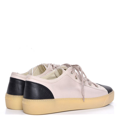 Chanel Calfskin Lace Up Cap Toe Sneakers 40 Pink Black 4 of 7
