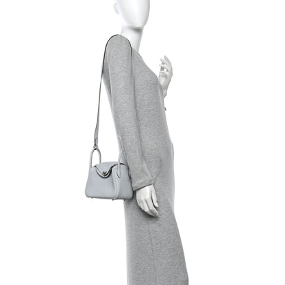 Hermes Taurillon Clemence Mini Lindy 20 Bleu Pale 2 of 11