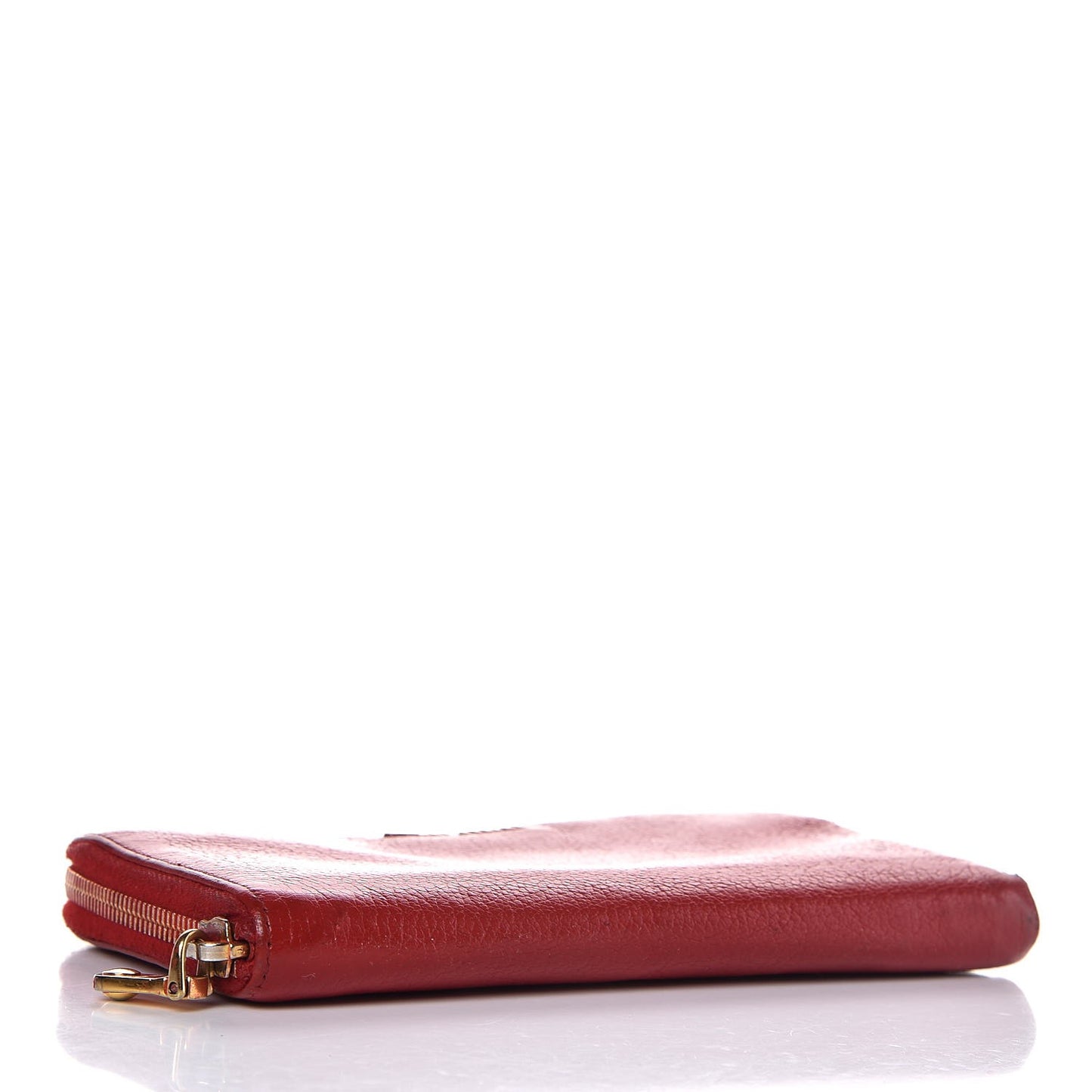 Grained Calfskin Zip Around Wallet Rosso