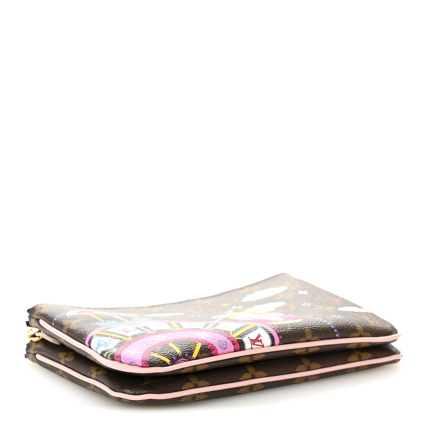 Monogram 2020 Christmas Animation Big Wheel Double Zip Pochette Rose Ballerine