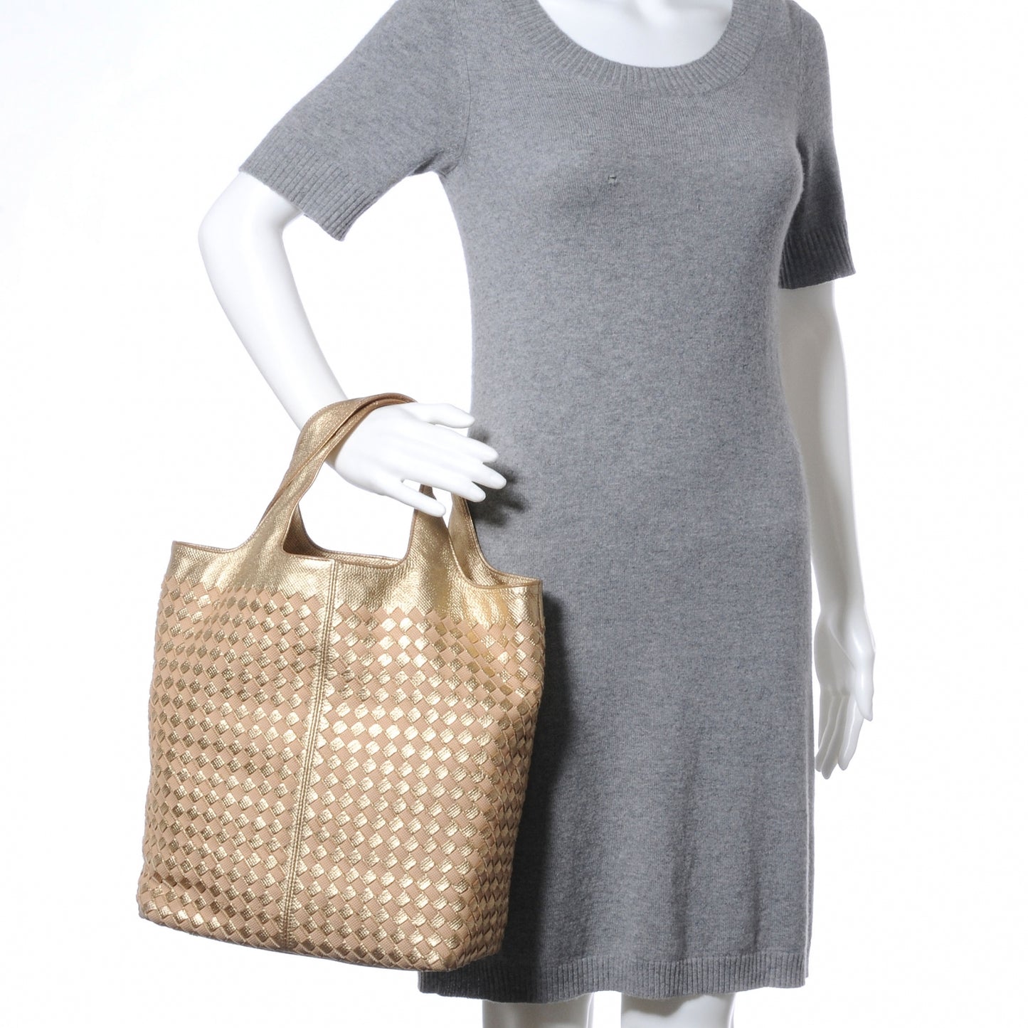 Woven Metallic Tote Gold