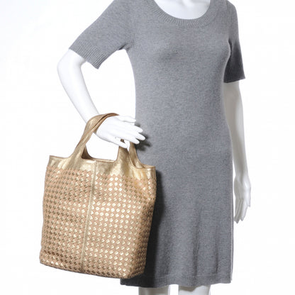 Bottega Veneta Woven Metallic Tote Gold 2 of 8
