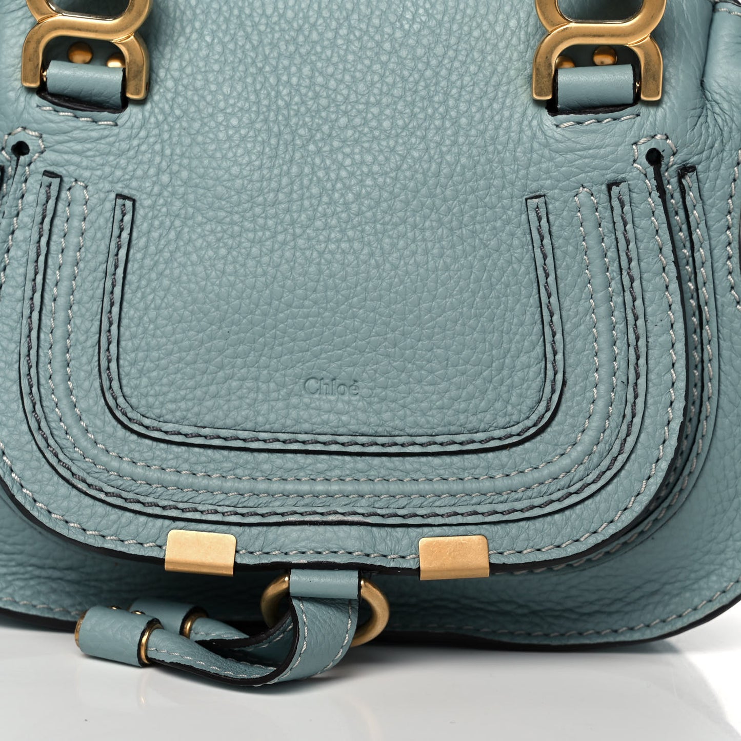 Calfskin Mini Marcie Satchel Mint Blue