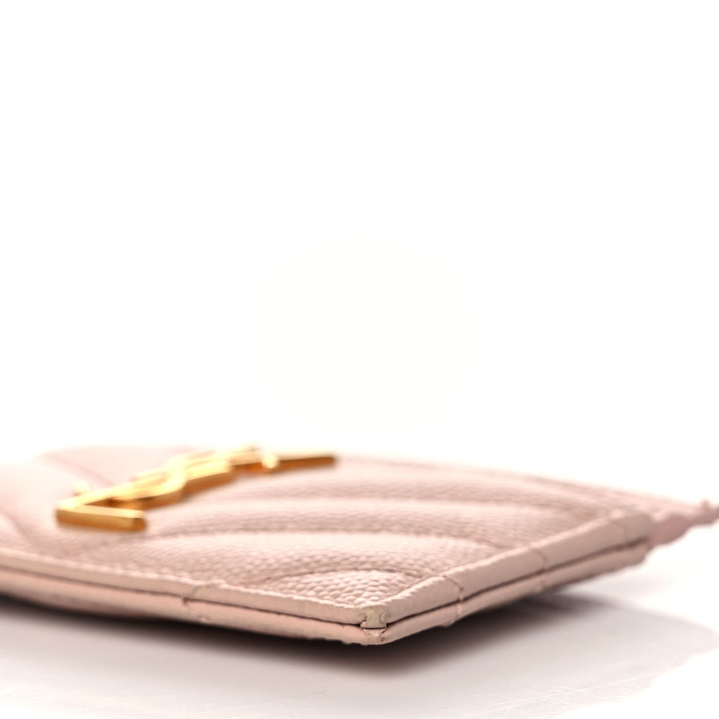 Grain De Poudre Matelasse Chevron Monogram Credit Card Case Pale Pink