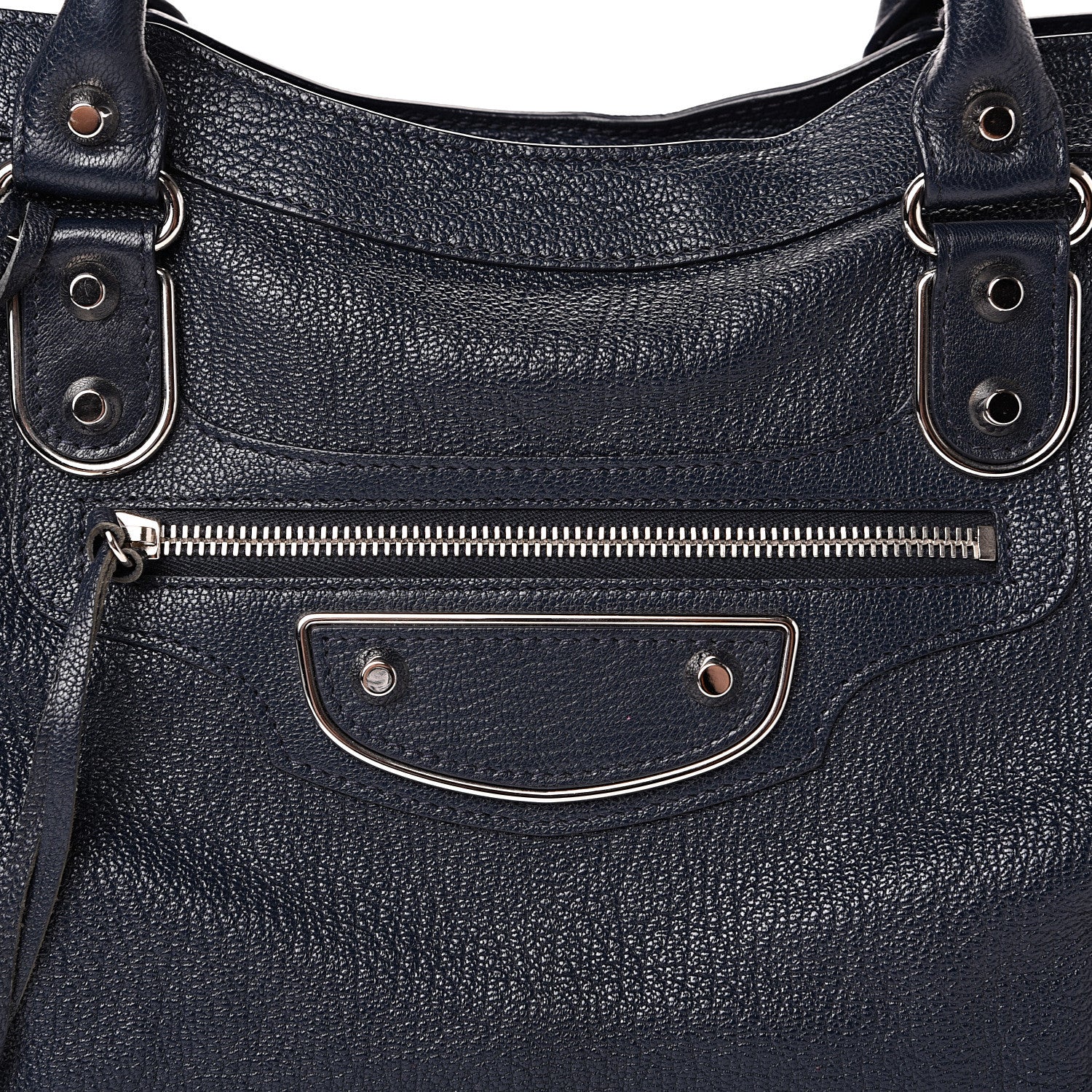 Balenciaga Chevre Silver Metallic Edge Hardware City Bleu Nuit Dark Sea 7 of 10