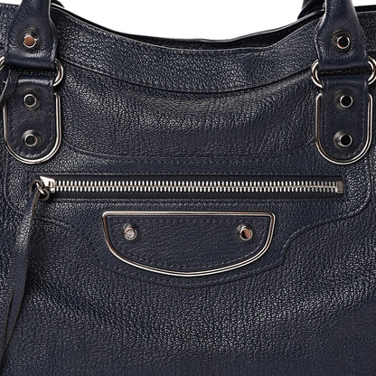 Balenciaga Chevre Silver Metallic Edge Hardware City Bleu Nuit Dark Sea 7 of 10