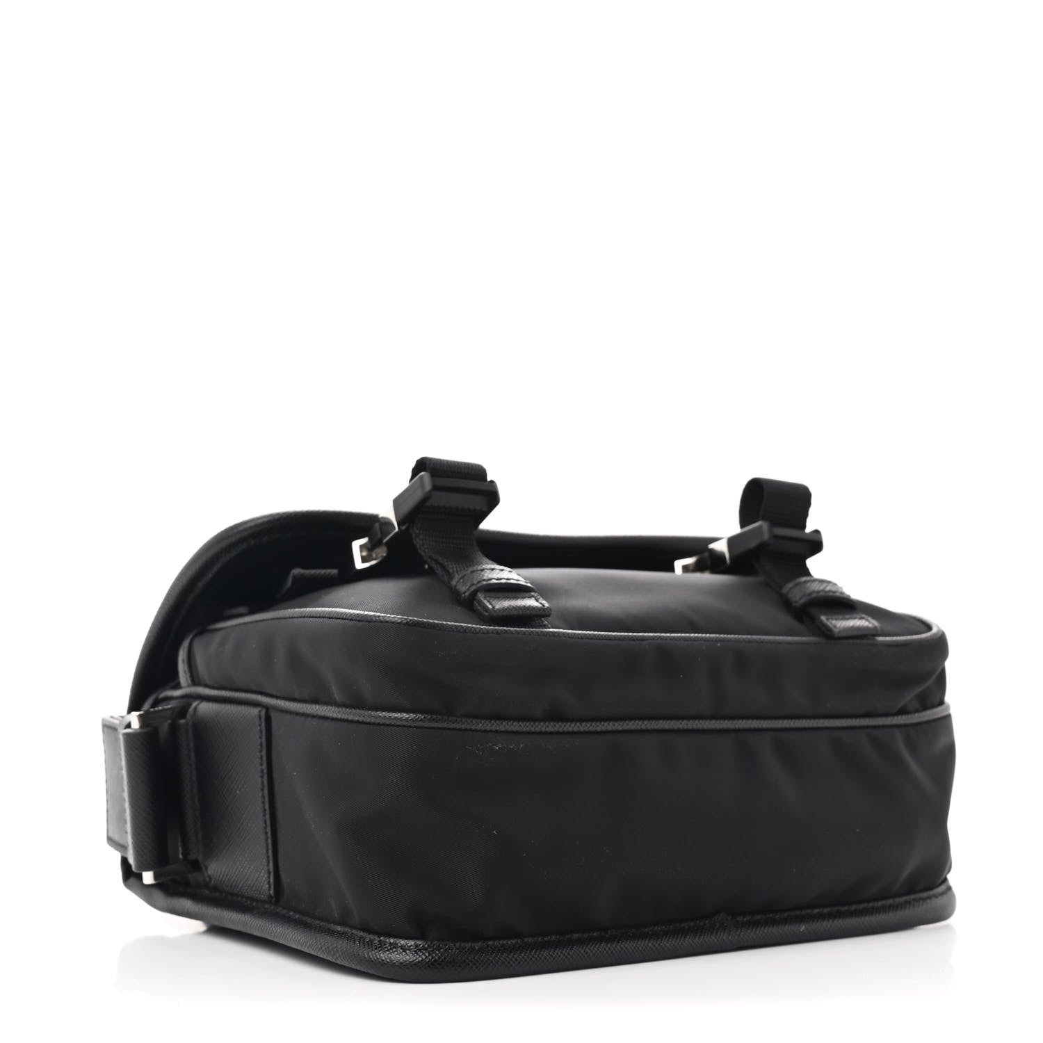 Prada Re-Nylon Saffiano Pocket Double Snap Buckle Shoulder Bag Black 4 of 12