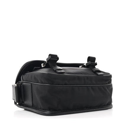 Prada Re-Nylon Saffiano Pocket Double Snap Buckle Shoulder Bag Black 4 of 12