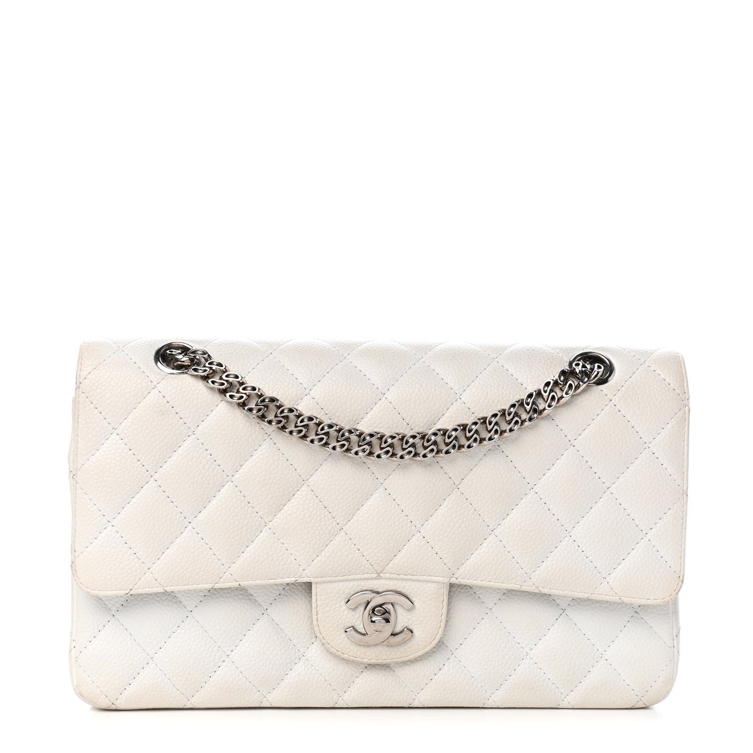 Chanel Caviar Quilted Medium Double Flap Bijoux Chain White 1 of 10