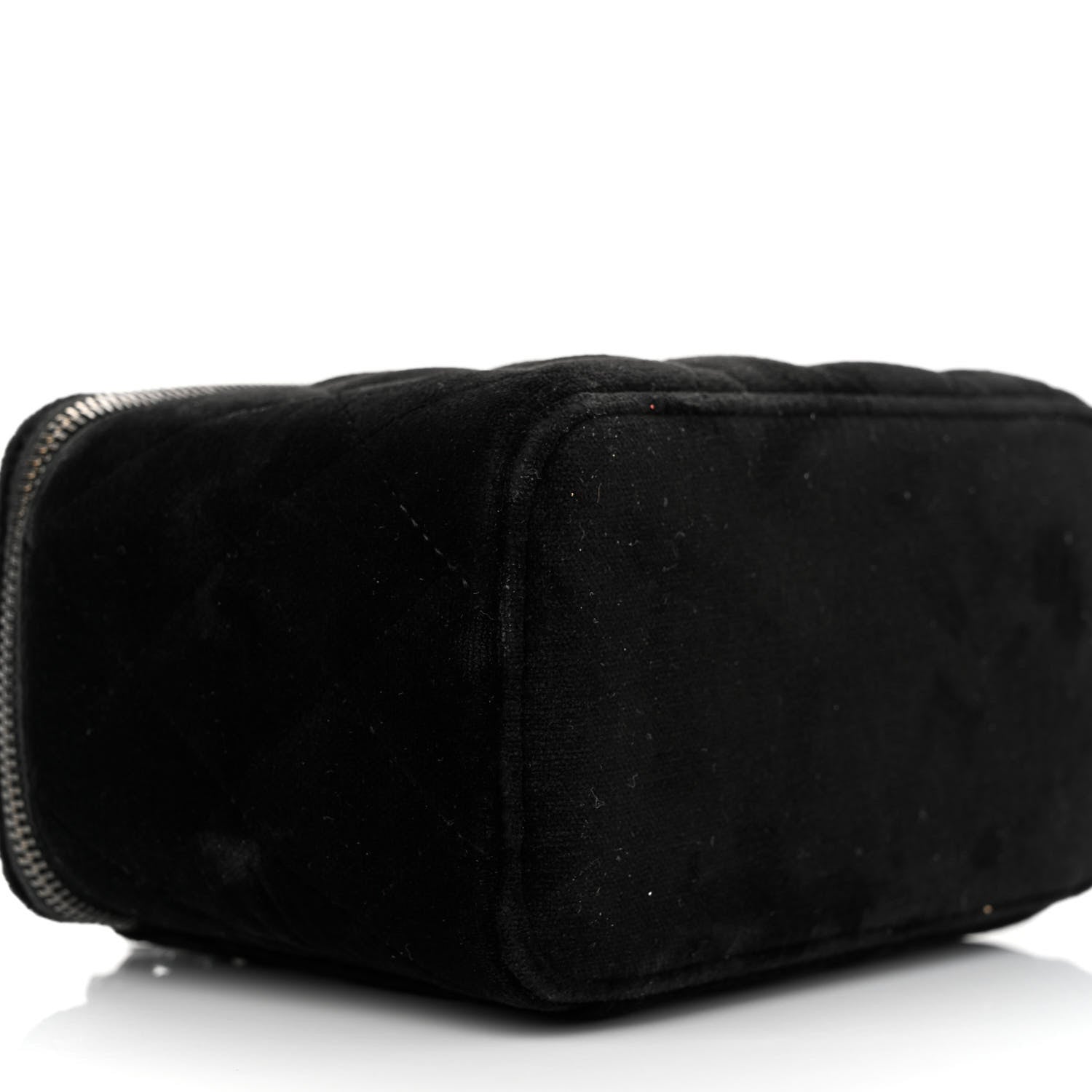 Chanel Velvet Quilted Small Vanity Case With Chain Black 9 of 11