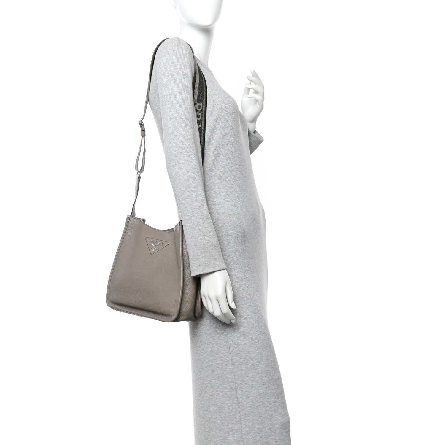 Prada Vitello Daino Soft Hobo Messenger Bag Argilla 2 of 12