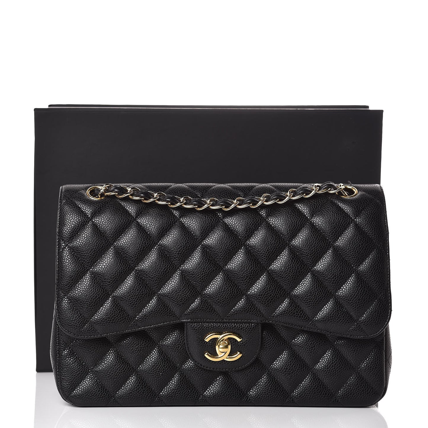 Caviar Quilted Jumbo Double Flap Black