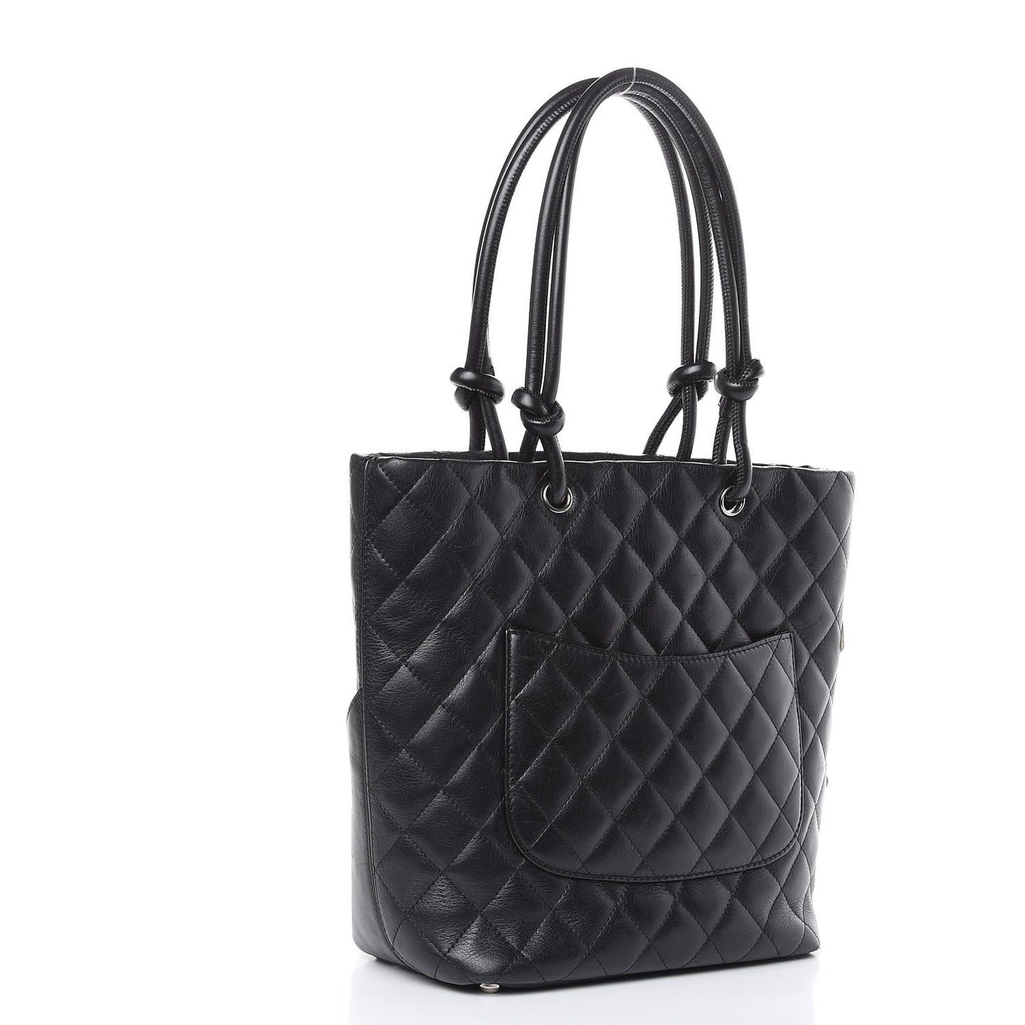 Calfskin Quilted Medium Cambon Tote Black White