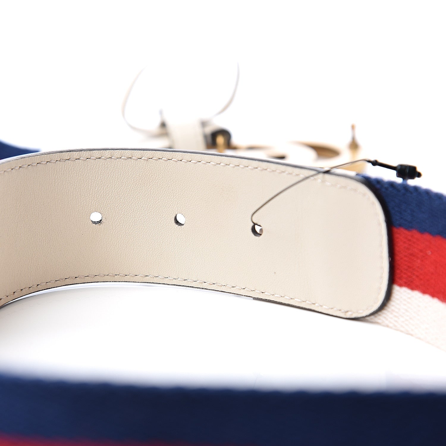 Gucci Nylon Calfskin Sylvie Web Double G 40mm Belt 80 32 Mystic White Hibiscus Red Maritime 5 of 5