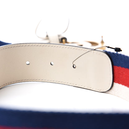 Gucci Nylon Calfskin Sylvie Web Double G 40mm Belt 80 32 Mystic White Hibiscus Red Maritime 5 of 5