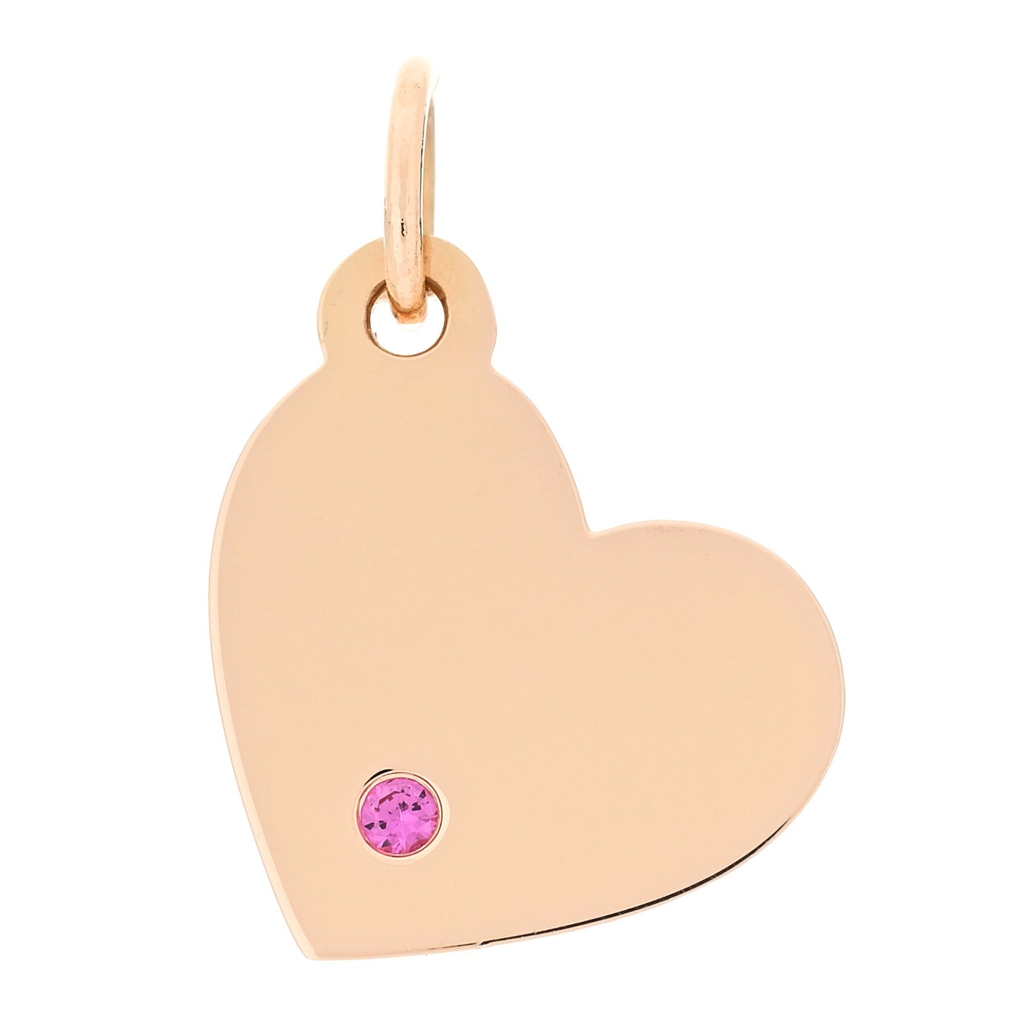 18K Rose Gold Pink Sapphire Heart Tag Pendant