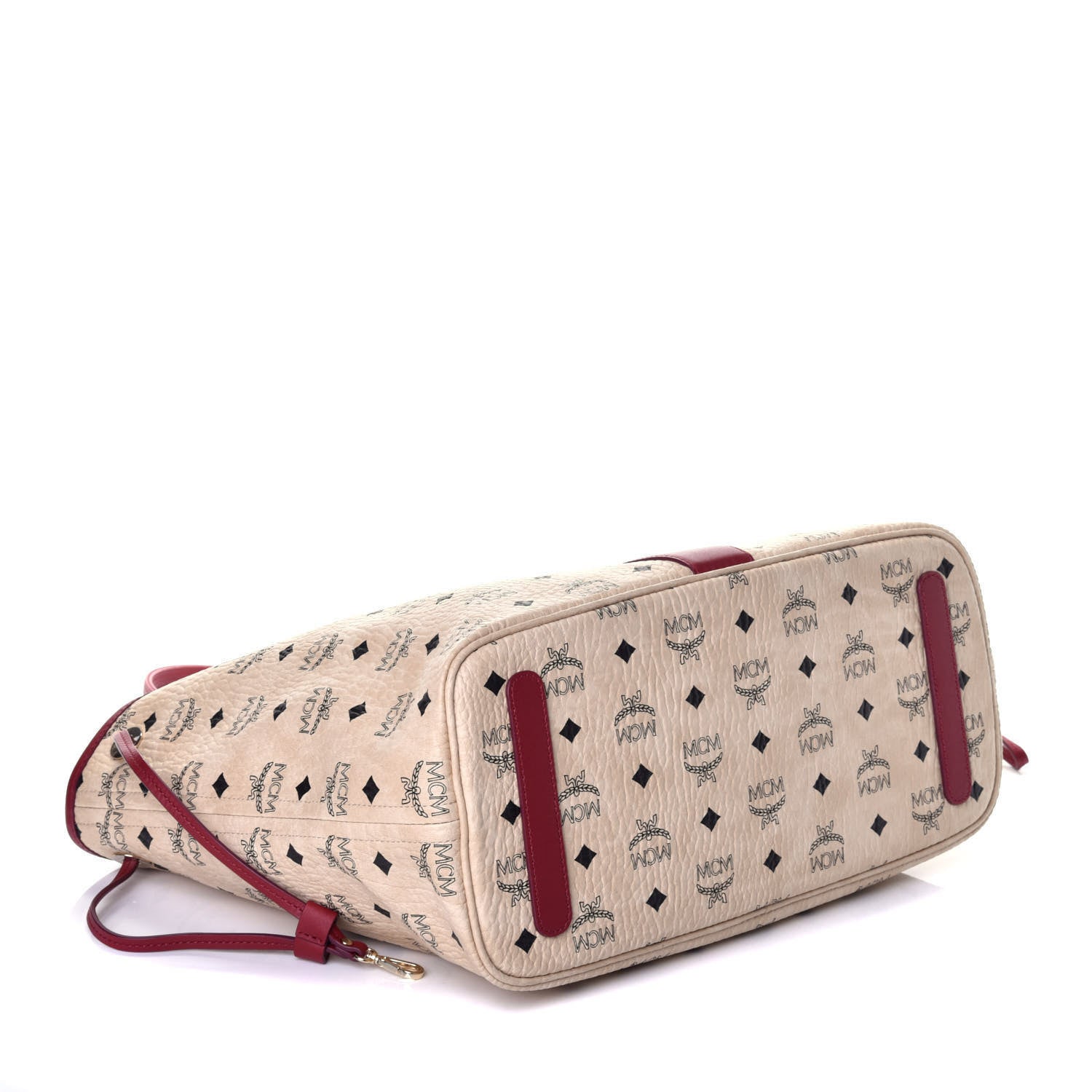 MCM Visetos Medium Liz Reversible Shopper Tote Beige Red 6 of 14