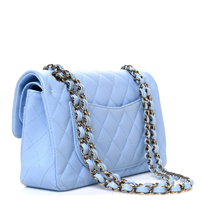 Chanel Caviar Quilted Small Double Flap Light Blue 3 of 13