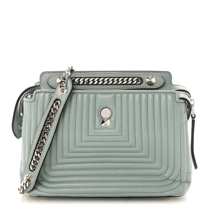 Fendi Shiny Nappa Trapuntata Small DotCom Click Top Handle Chain Satchel Light Blue 1 of 9