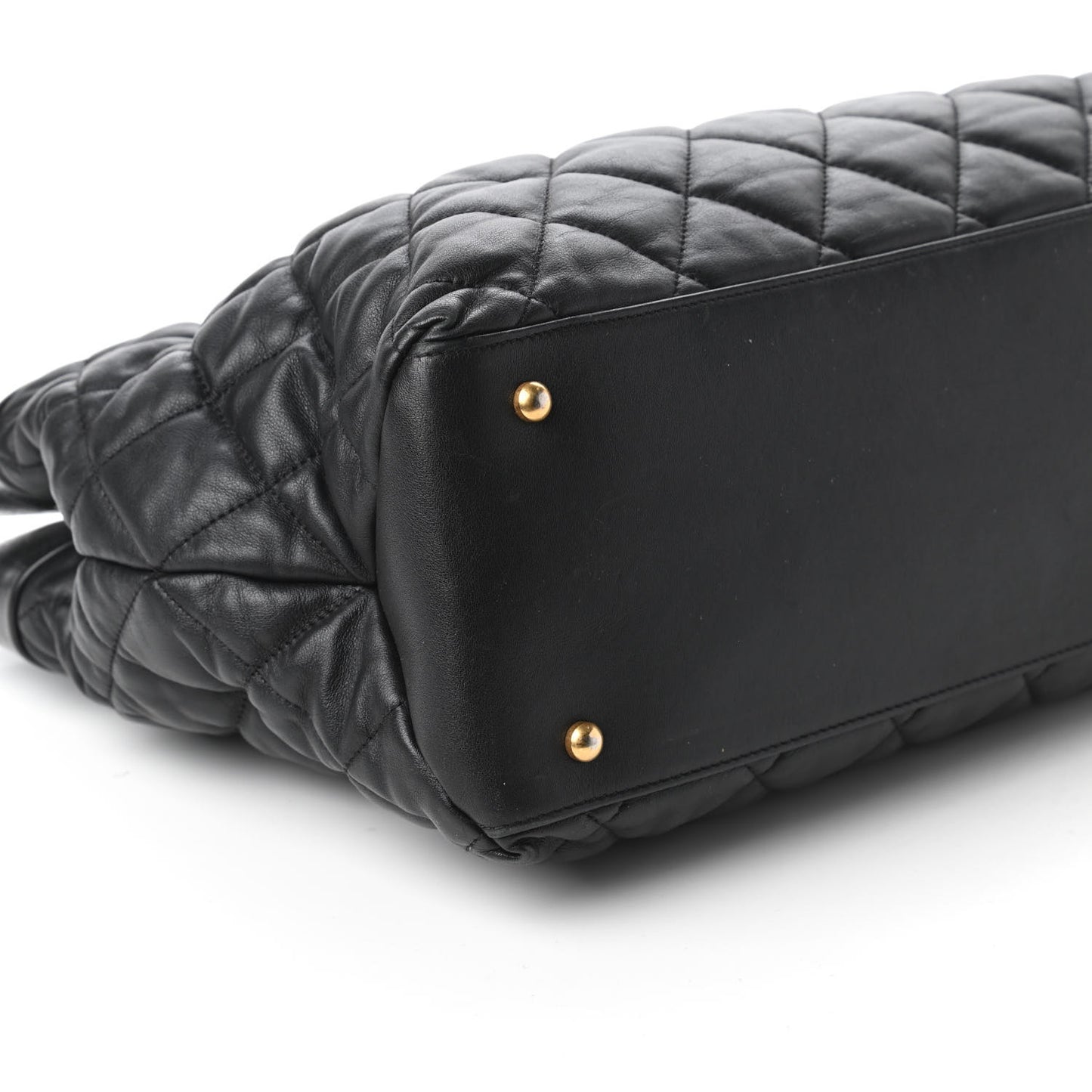 Calfskin Quilted Large Soft Elegance Tote Black