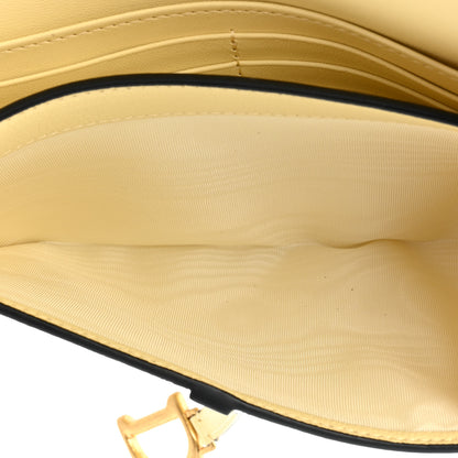 Christian Dior Goatskin Saddle Long Wallet With Chain Pastel Yellow 6 of 14